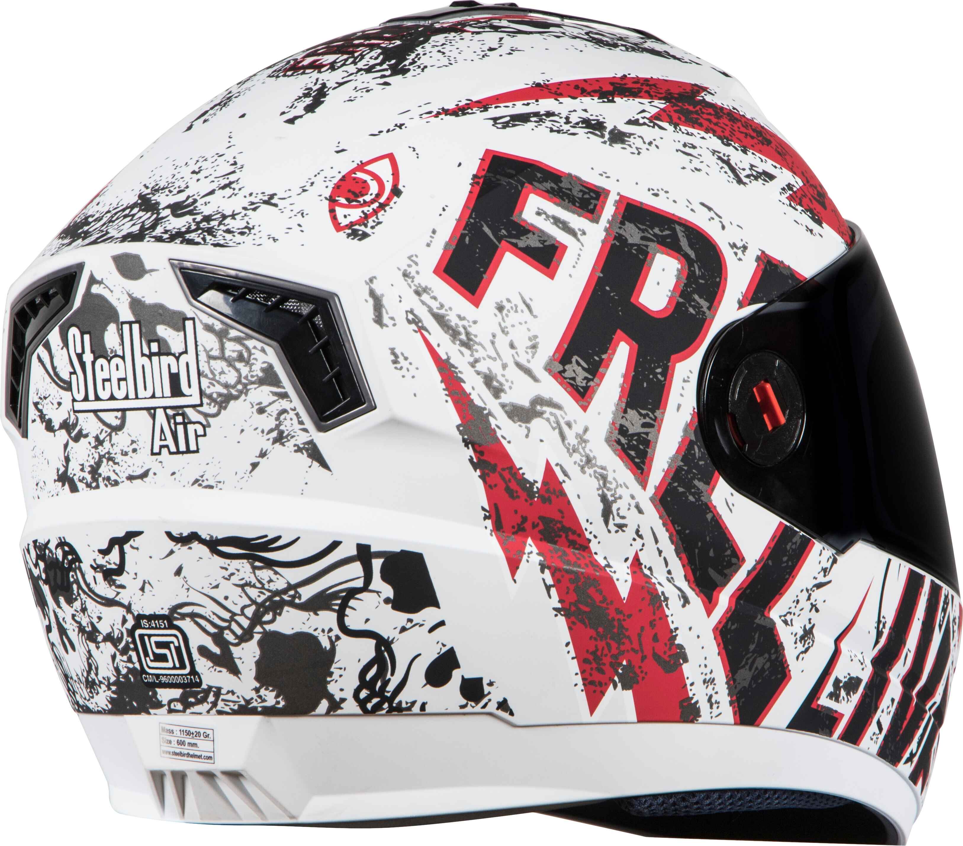 Steelbird Air Free Live Mat White With Red ( Fitted With Clear Visor Extra Smoke Visor Free)